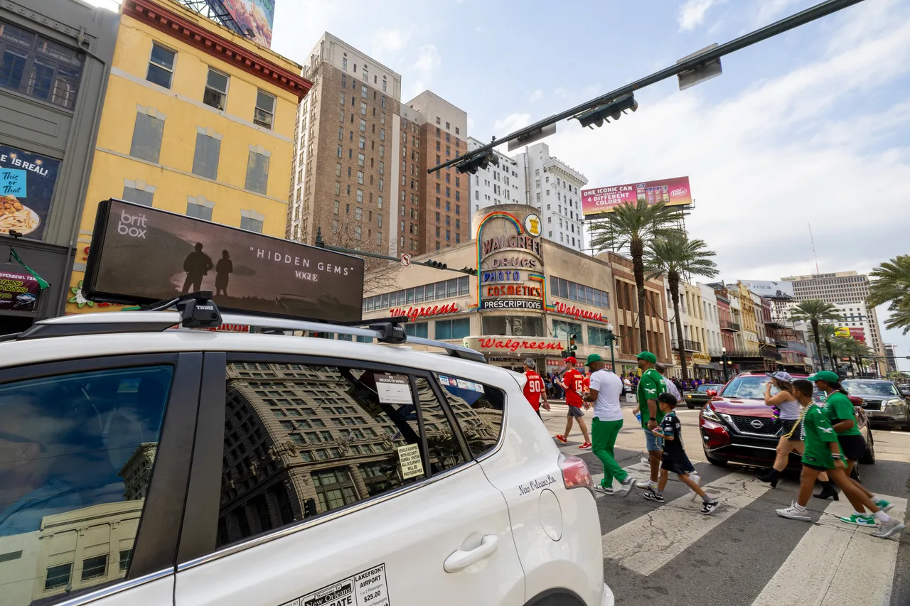 Digital screen carrying a Britbox campaign in New Orleans