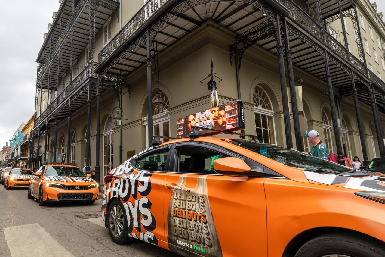 Digital screen carrying a DeliBoys campaign in New Orleans