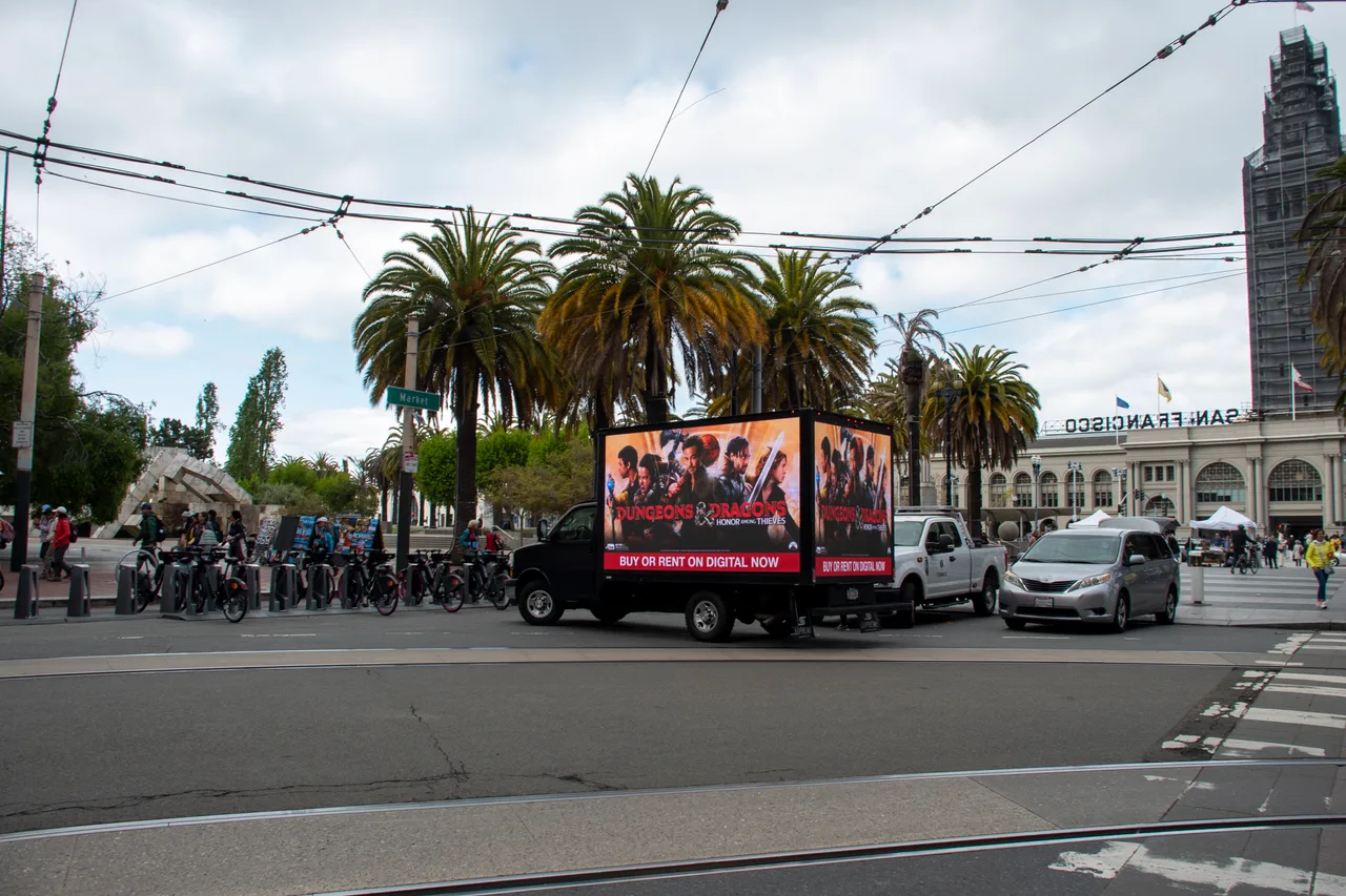 LED truck carrying a Mlbfootprints campaign in San Francisco