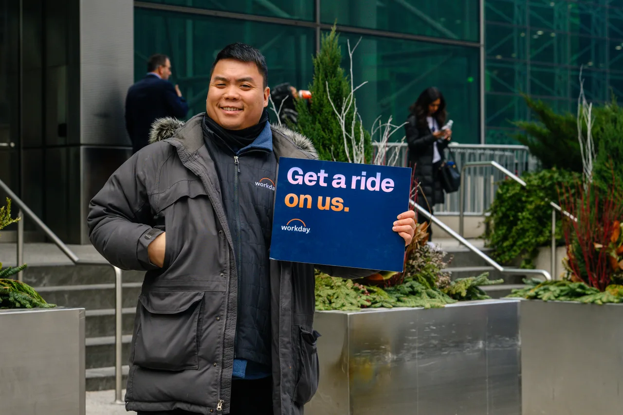 Digital screen carrying a Workday campaign in New York