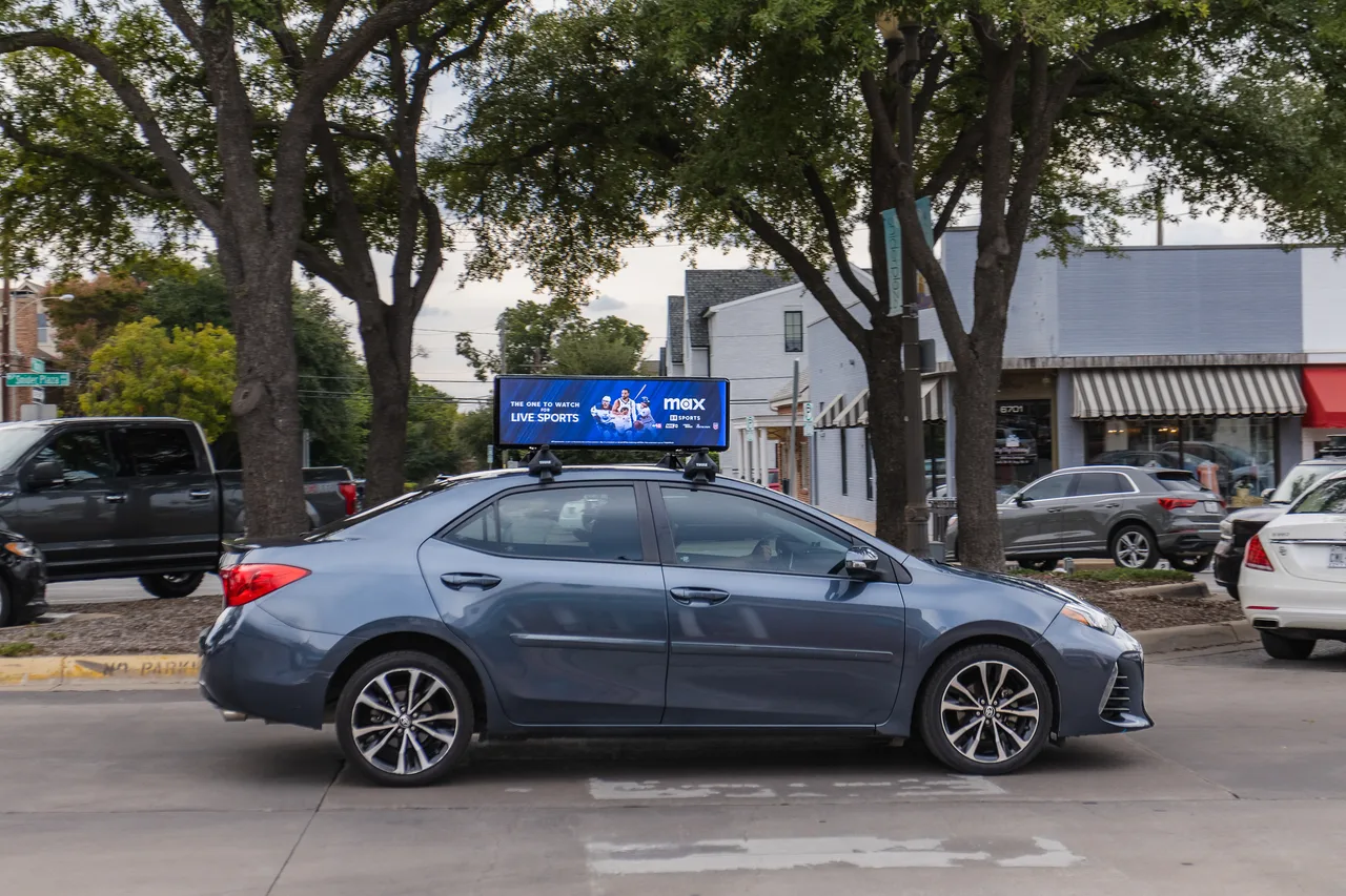 Digital screen carrying a HBOMax campaign in Dallas