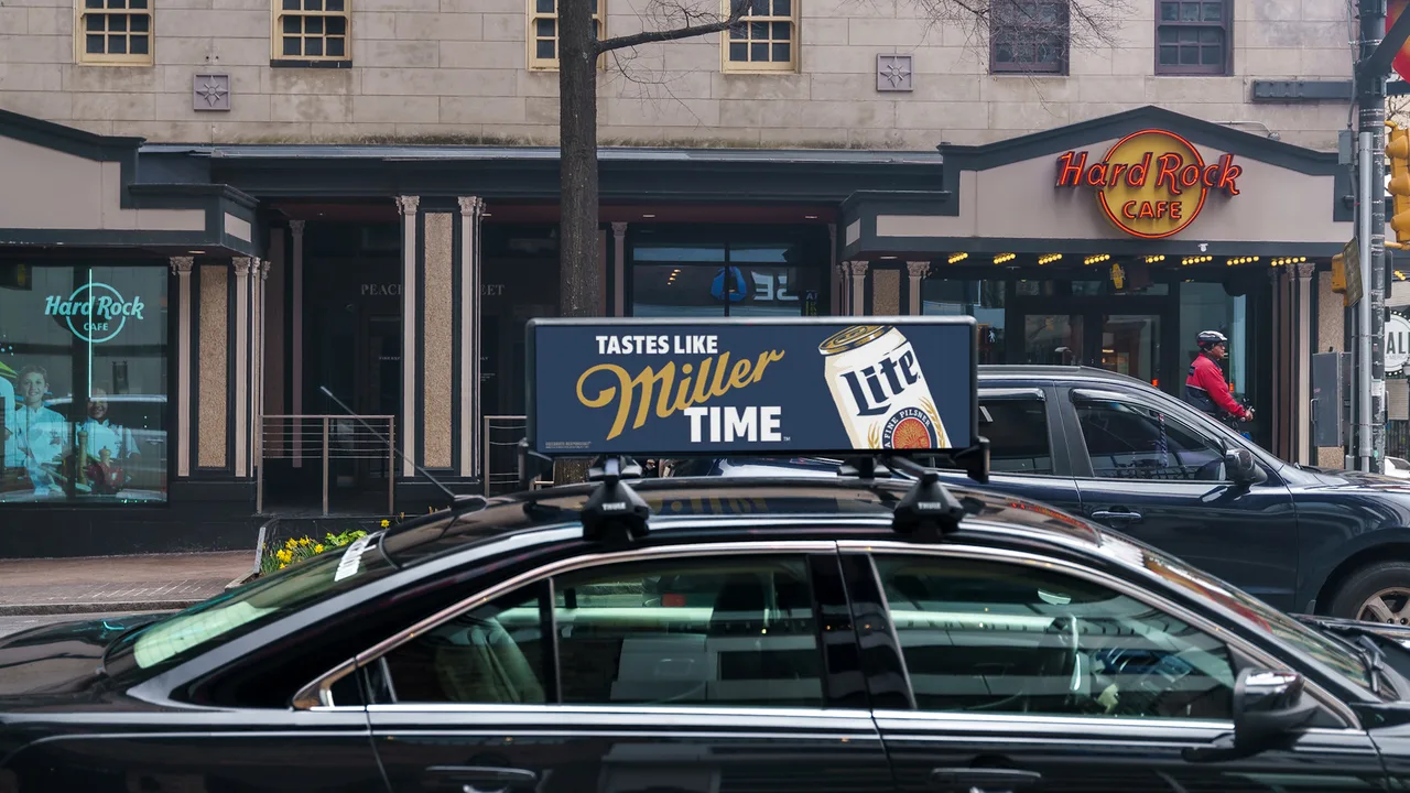 Digital screen carrying a Miller campaign in Atlanta