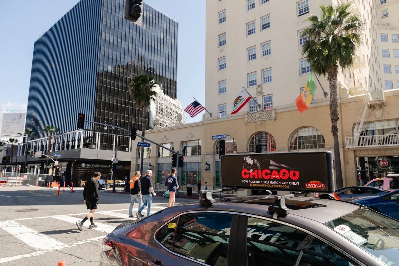 Digital screen carrying a Nederlander campaign in Los Angeles