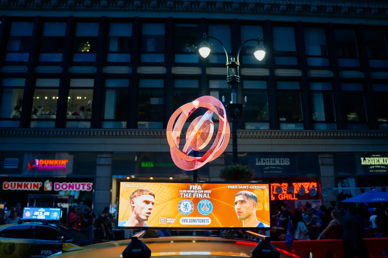 FIFA campaign on a hologram in New York, 2025