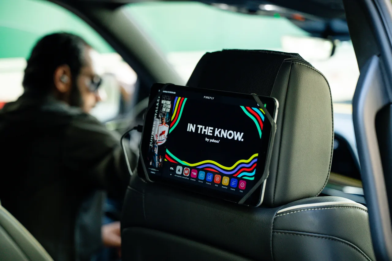 JohnnieWalker campaign on an in-car screen in New York, 2025