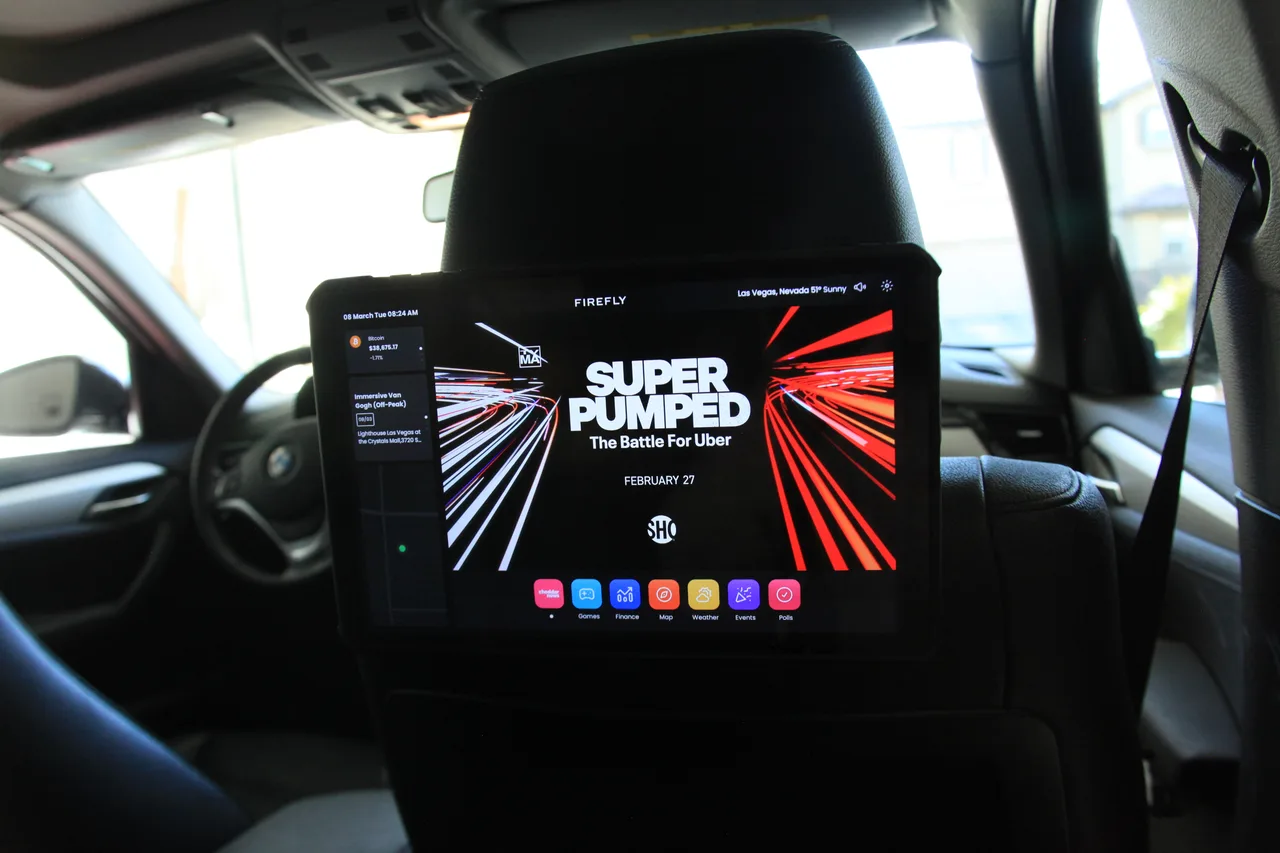 In-car screen carrying a Showtime campaign in Chicago