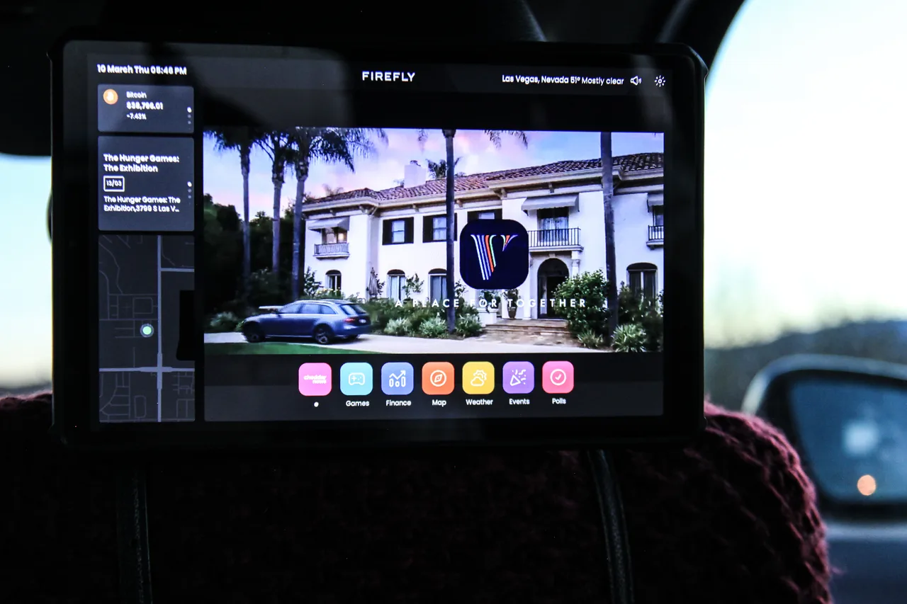 In-car screen carrying a VRBO campaign in Dallas