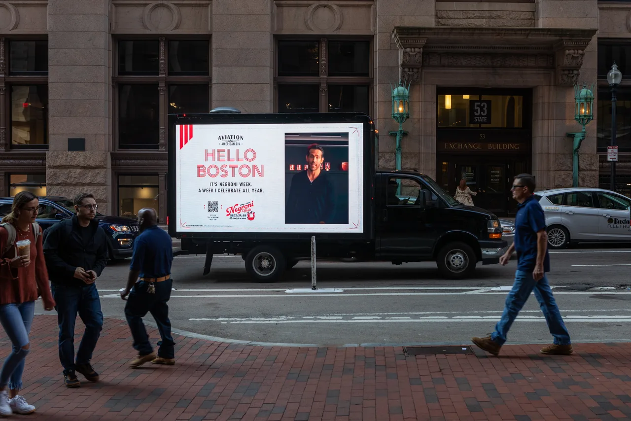 LED truck carrying a AviationGin campaign in Boston