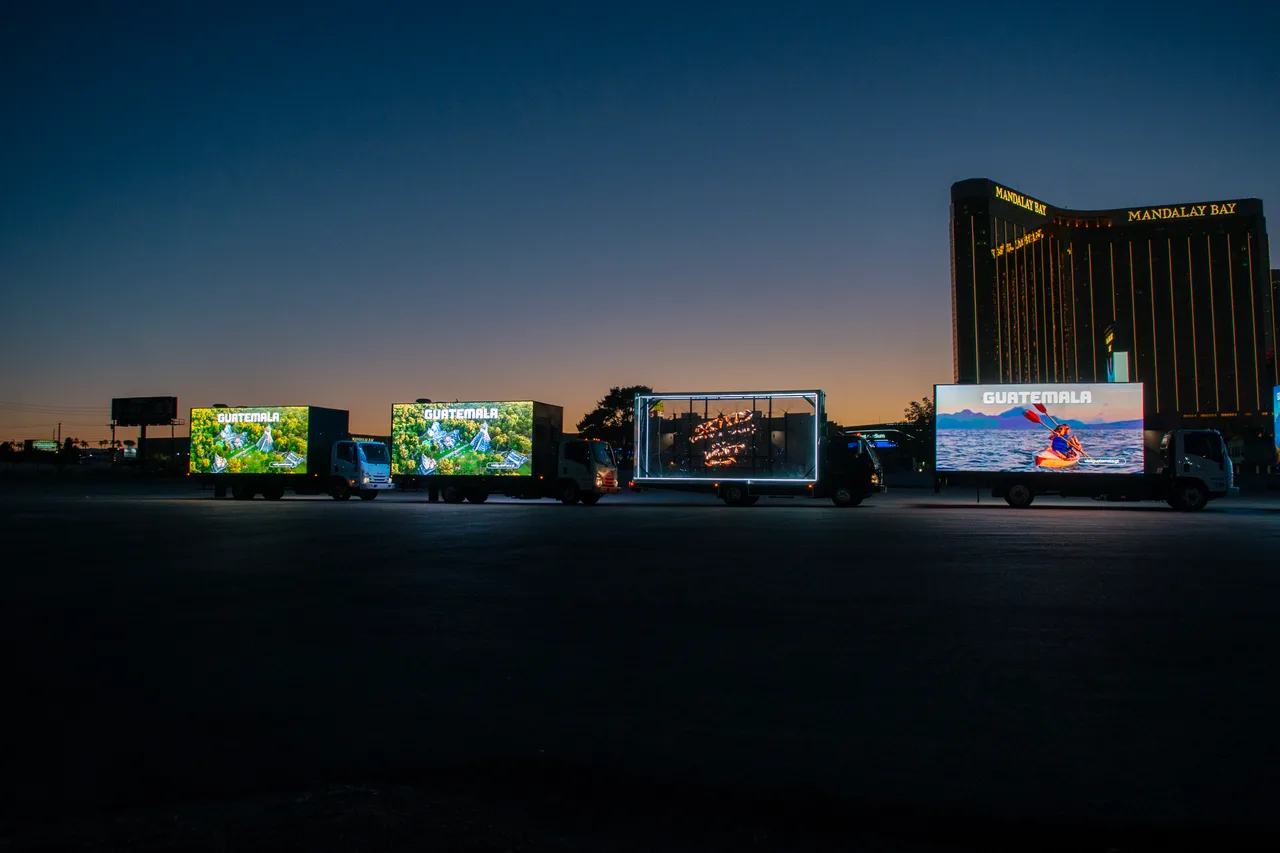 Hologram truck carrying a Newcom campaign in Las Vegas