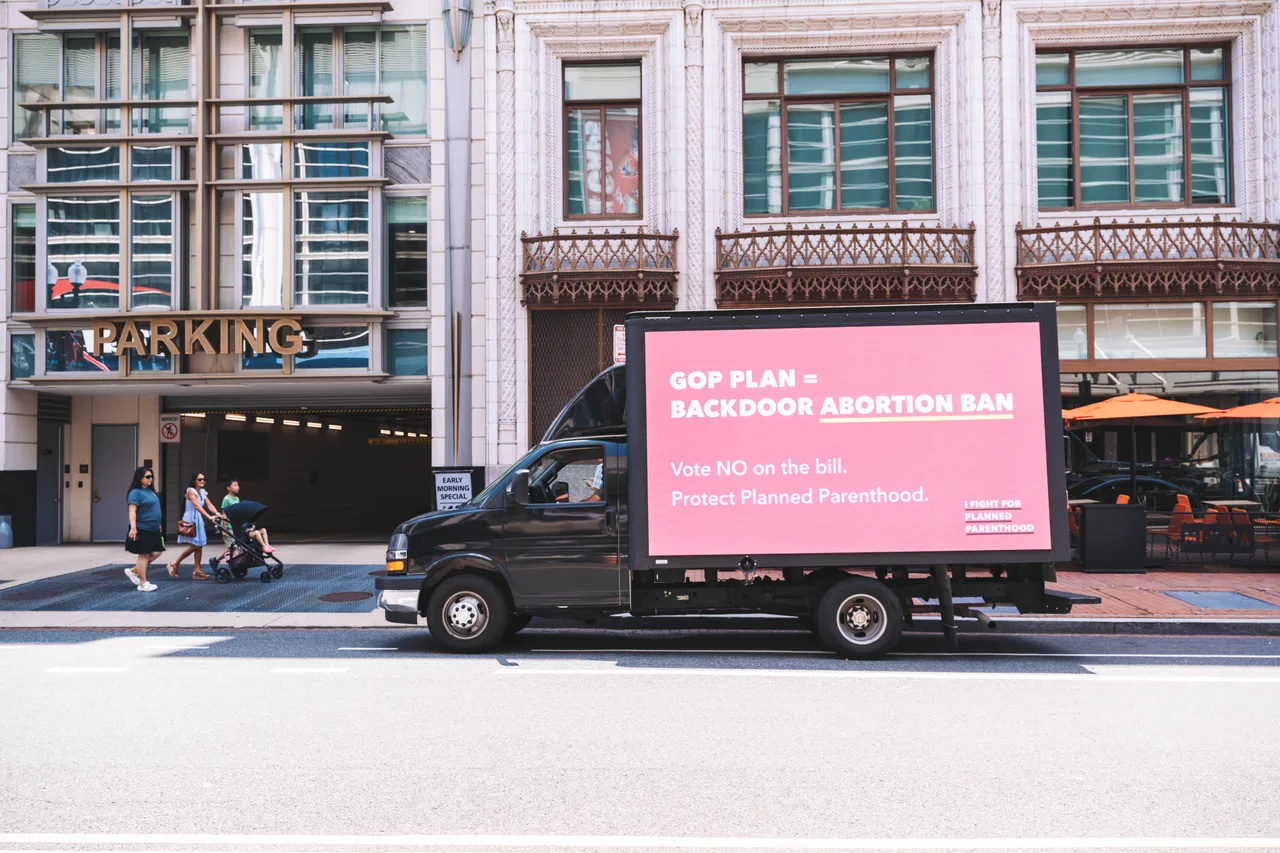LED truck carrying a PlannedParenthood campaign in Washington DC