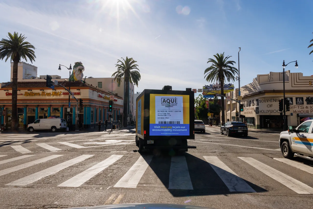 LED truck carrying a SKDK campaign in Los Angeles