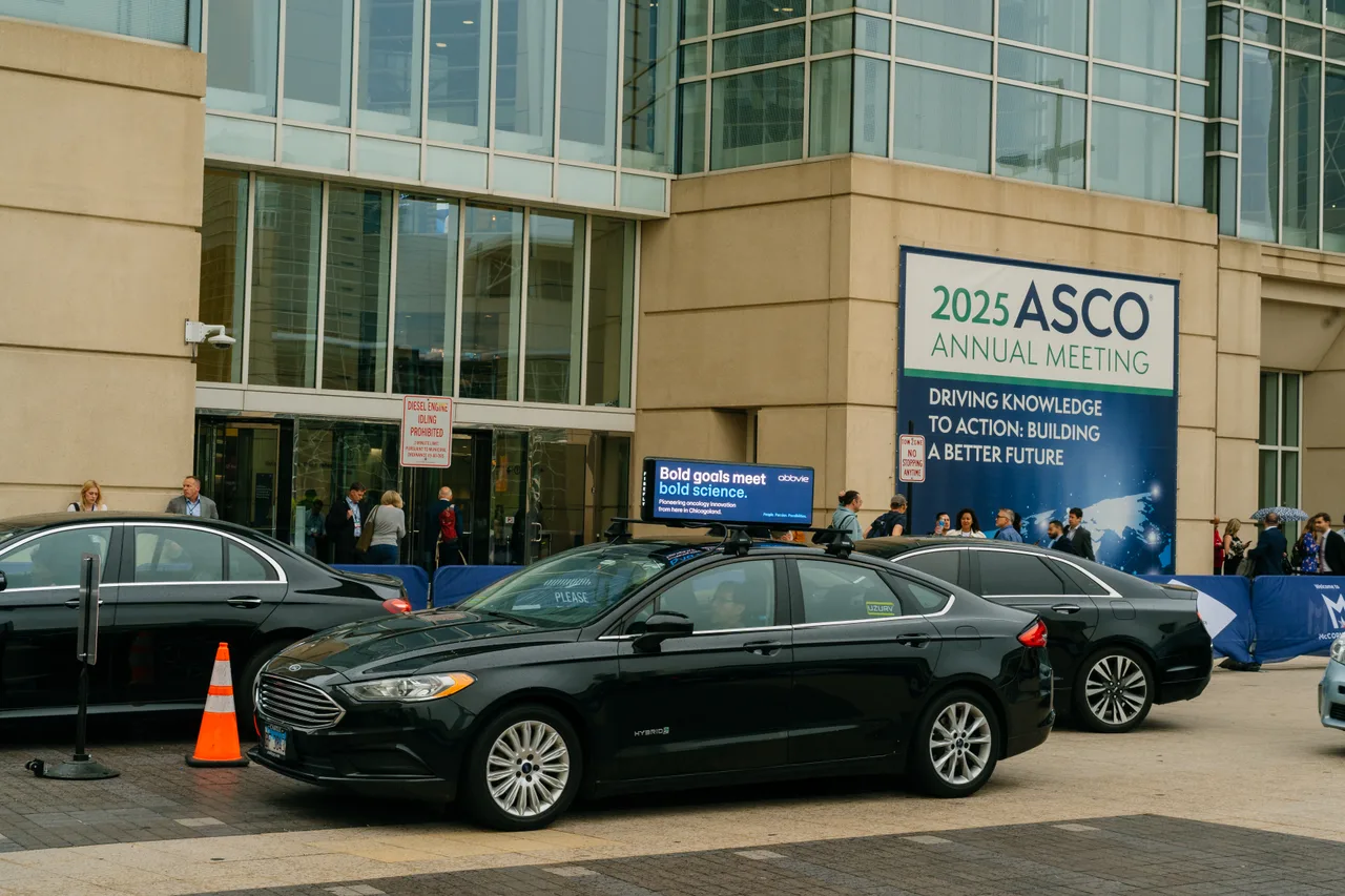 AbbVie campaign on a digital car-top screen at McCormick Place, ASCO Annual Meeting, Chicago, 2025