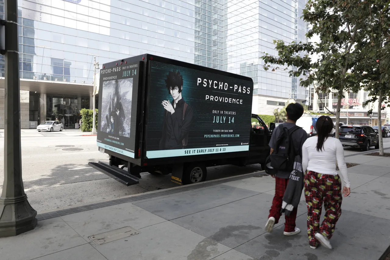 LED truck carrying a Crunchyroll campaign in Los Angeles