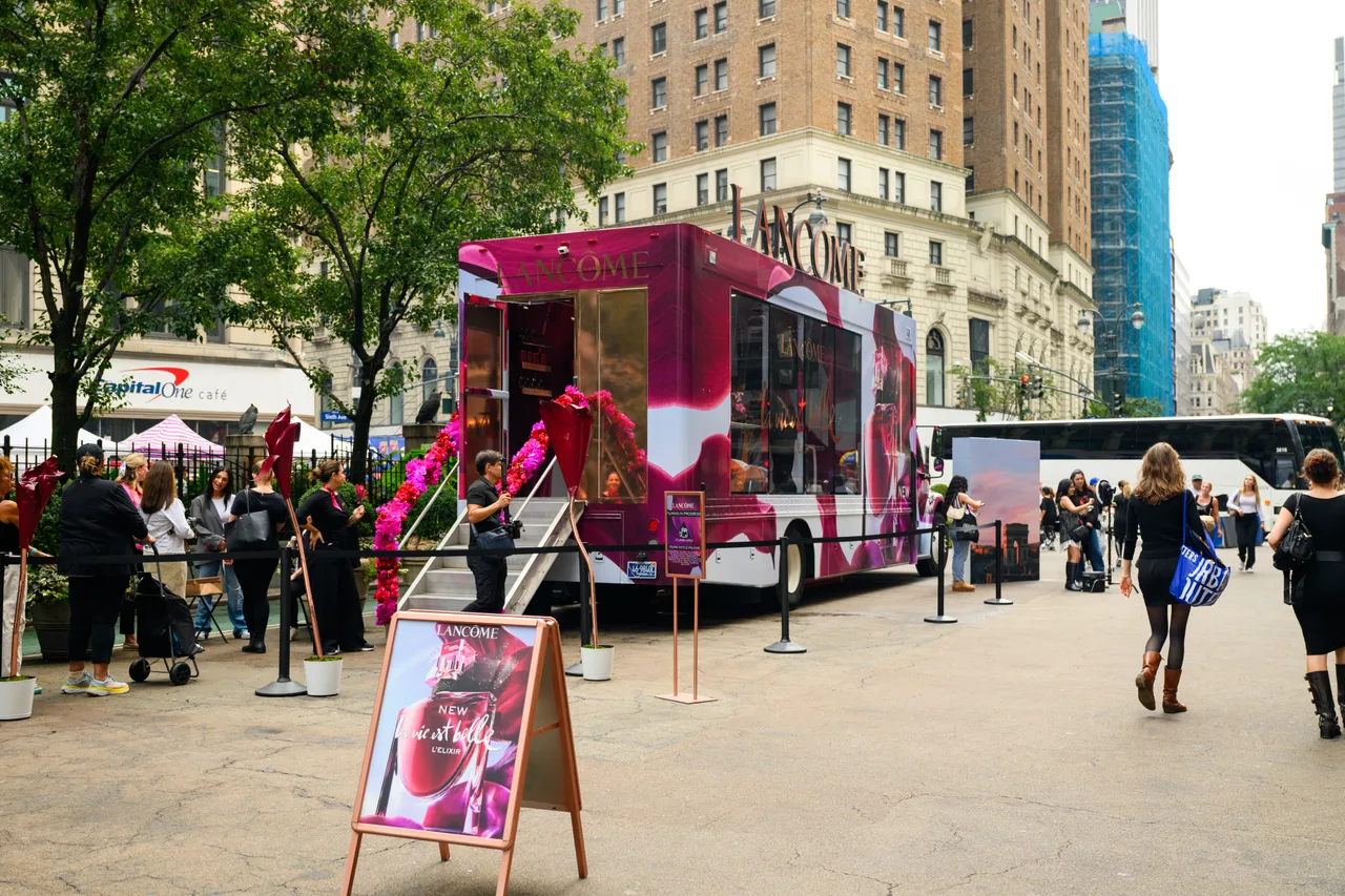 Glass truck carrying a Lancome campaign in New York
