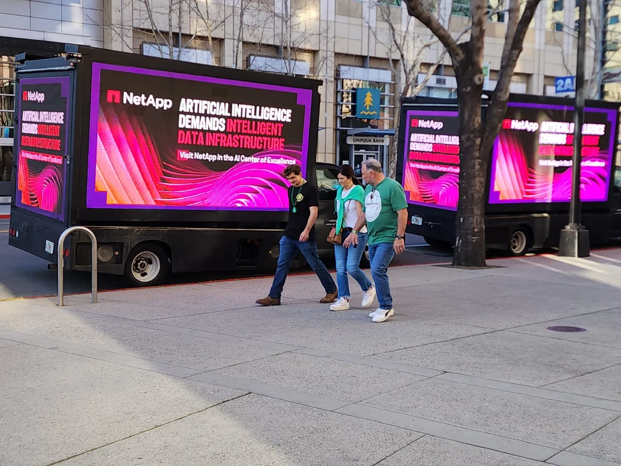 LED truck carrying a NetApp campaign in San Jose
