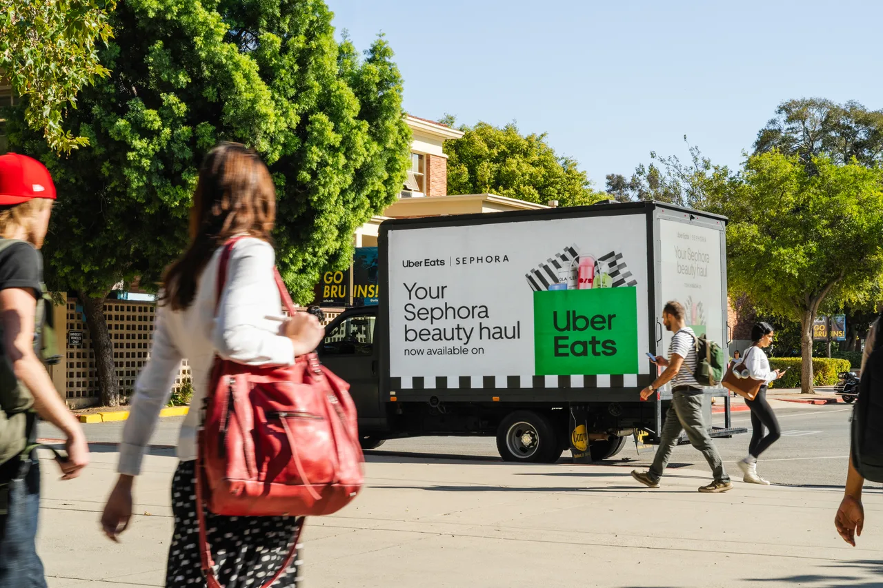 LED truck carrying a UBEREATS campaign in Los Angeles
