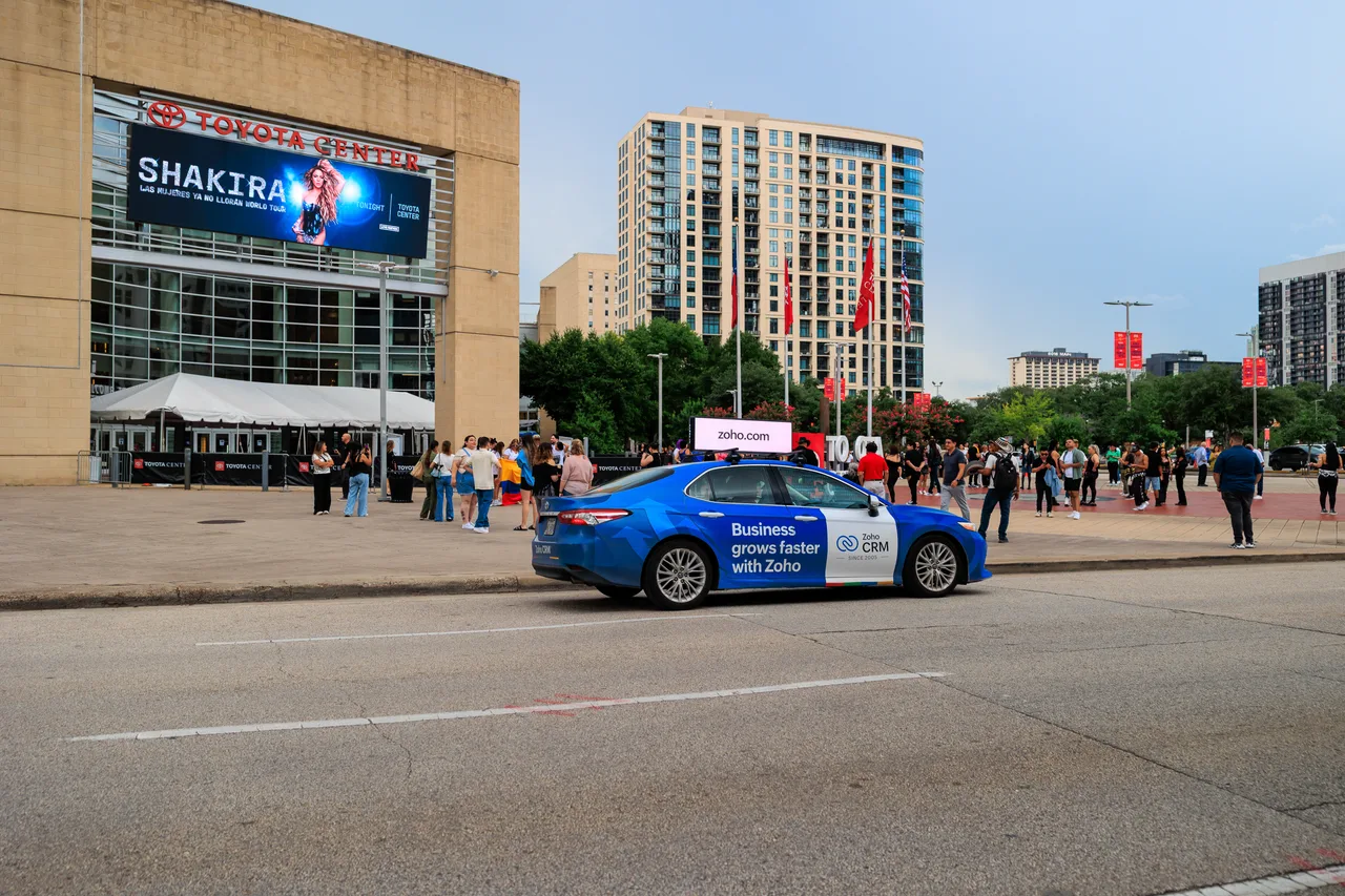 ZOHO campaign on a digital screen in Houston, 2025