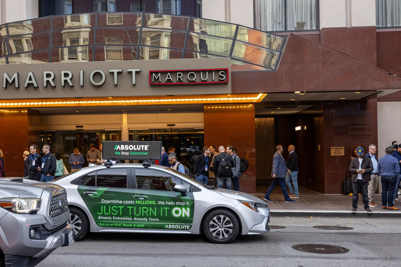 Vehicle wrap carrying a AbsoluteSecurity campaign in San Francisco