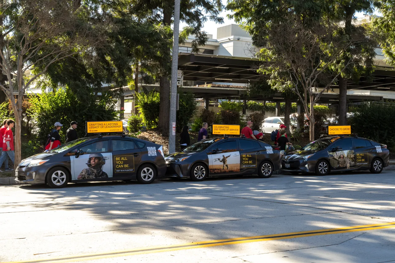 Digital screen carrying a Army campaign in Los Angeles