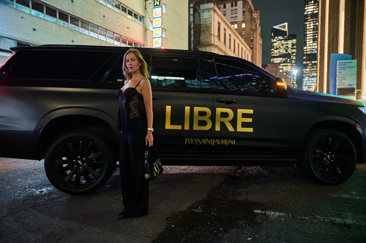 Yves Saint Laurent campaign on a vehicle wrap in New York, 2025
